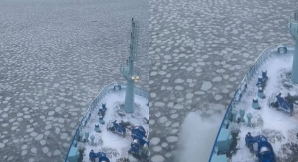 Rusiyanın nüvə gəmisi “buz tarlası”ndan BELƏ KEÇDİ – VİDEO
