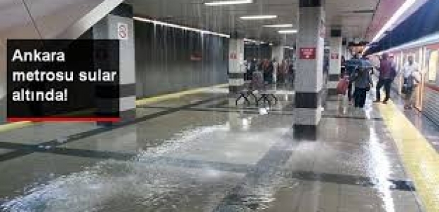 Ankarada metronu su basdı